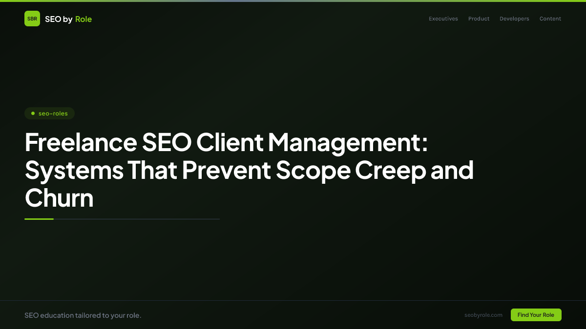 : Freelance SEO Client Management: Systems That Prevent Scope Creep and Churn