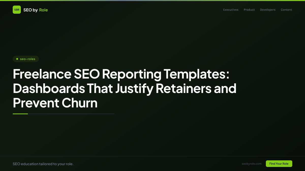 : Freelance SEO Reporting Templates: Dashboards That Justify Retainers and Prevent Churn